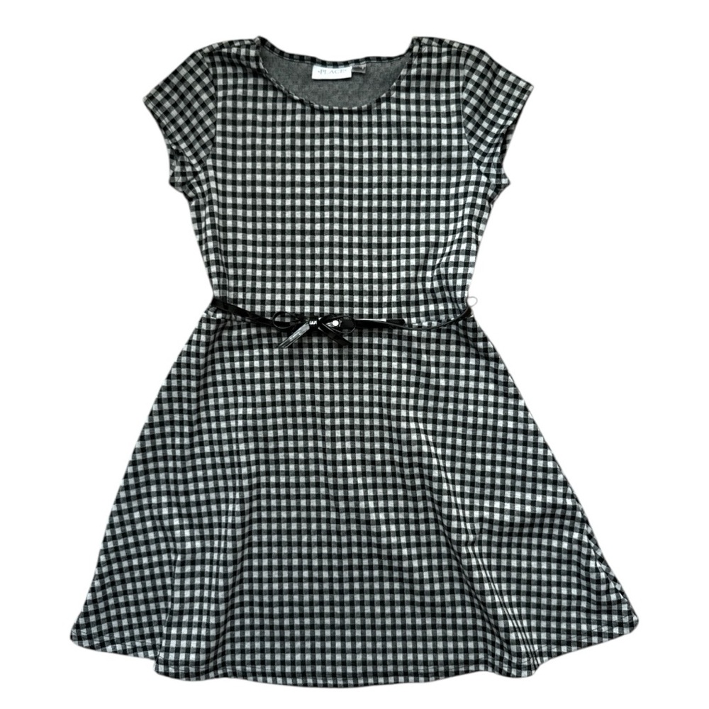 Children’s Place Gingham Belted Short Sleeve Dress Size 12 - Picture 3 of 6